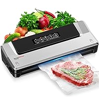 Bonsenkitchen Vacuum Sealer Machine, Fast-Compact Food Sealer, Globefish Technology for High-Speed Continuous Working, Multi-Functional Food Vacuum Sealer with Vacuum Bags & Accessory Hose, Silver