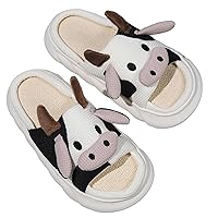 Cow Slippers for Women and Girls, Linen