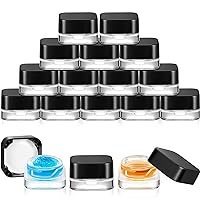 200 Pcs Glass 5 ml Cosmetic Jars Cosmetic Containers Bulk Cream Jars Black Lids Sample Jars Bulk Empty Cosmetic Containers for Lotion Lip Balm Makeup Wax Cosmetics Powder Supplies (Square)
