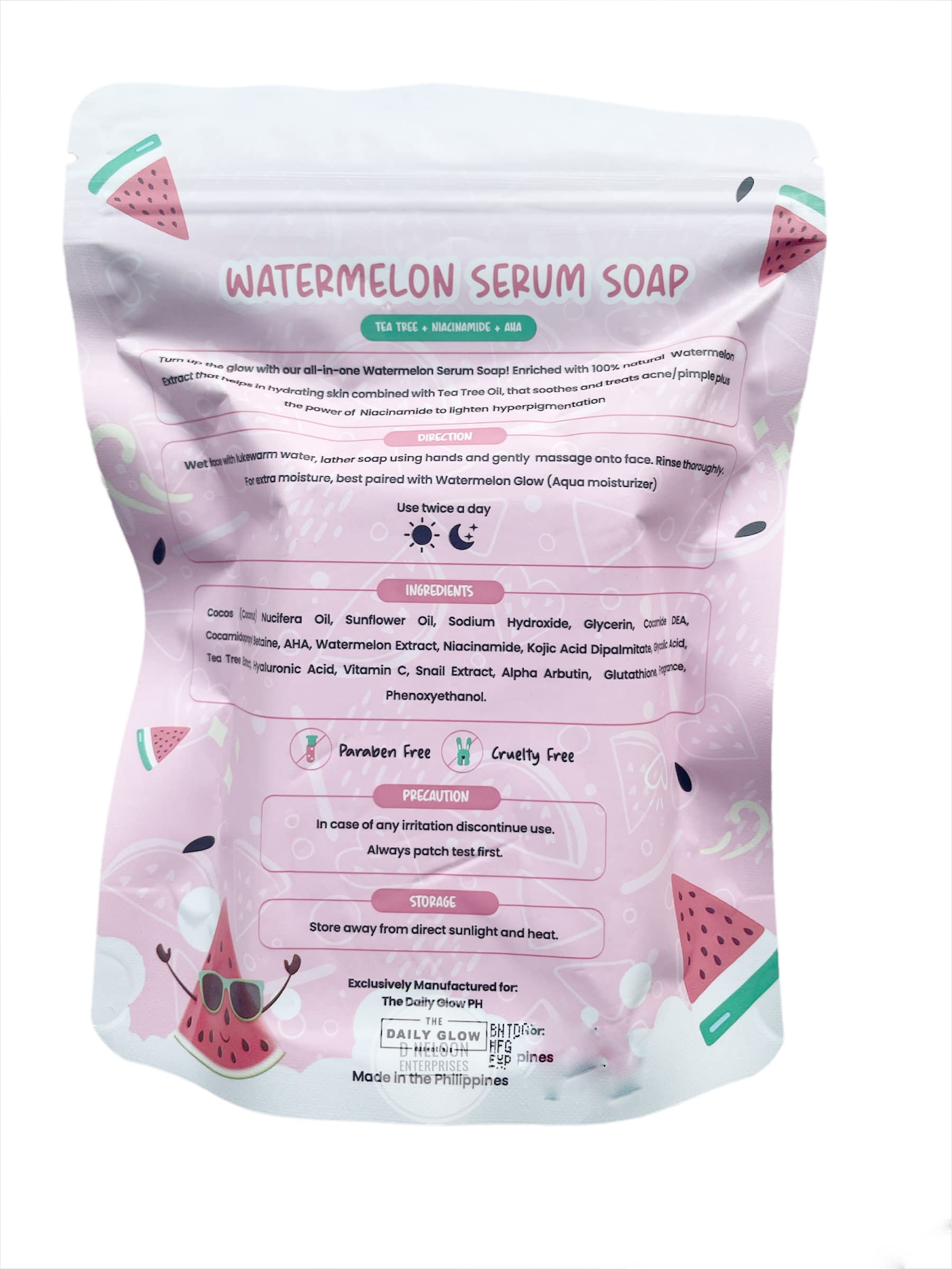 The Daily Glow Essentials Watermelon Serum Soap with Tea Tree + Niacinamide + AHA, 135g/4.761 oz
