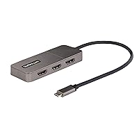 StarTech.com 3-Port USB-C Multi-Monitor Adapter, USB Type-C to 3x HDMI MST Hub, Triple 4K 60Hz HDMI Laptop Display Extender / Splitter, HDR, Extra-Long Built-In Cable, Windows (MST14CD123HD)