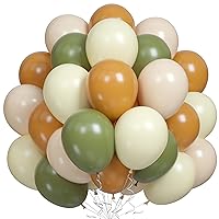 Green and Brown Balloons, 60 PCS 12 Inch Sage Green Light Yellow Nude Balloons, Retro Olive Green Brown Beige Pastel Yellow Balloon for Birthday Baby Shower Wedding Jungle Safari Woodland Party Decor