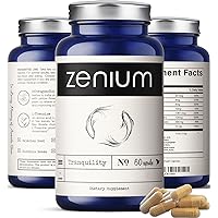 Zenium Stress & Anti-Anxiousness Relief Supplement | Boosts Mood | Happy Pills | All Natural | Valerian, Ashwagandha, L-Theanine, GABA, 5HTP, Rhodiola Rosea | 60 Capsules | Helps Calm The Mind & Body