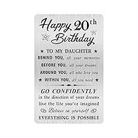 20th Birthday Card for Daughter, 20 Year Old Gifts for Daughter Engraved Wallet Card