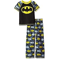 BATMAN Boys' Big Puff Screen Logo 2pc Sleepwear Set, Black, S