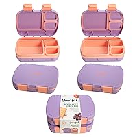 Goodful Bento-Style Kids Lunch Box with Carry Handle, Easy To Open Latches, 4 Compartment Design with Built-In Phone Stand, Food-Safe Container Made without BPA, 2-Pack, Blush