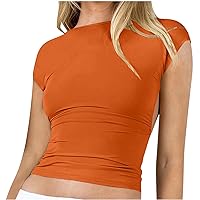 Women Sexy Sleeveless T Shirt Summer Ruched Cropped Tank Tops Going Out Tanks Trendy Top 2024 Sexy Y2K Tee Shirts