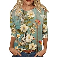 Womens Tops Trendy, 3/4 Sleeve Shirts for Women Cute Tops Graphic Tees Blouses Casual Plus Size Basic Tops Pullover