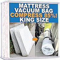Mattress Vacuum Bag For Moving, Vacuum Seal Mattress Bag for Memory Foam or Inner Spring Mattresses, Compression and Storage for Returns, Leakproof Valve and Double Zip Seal (King)