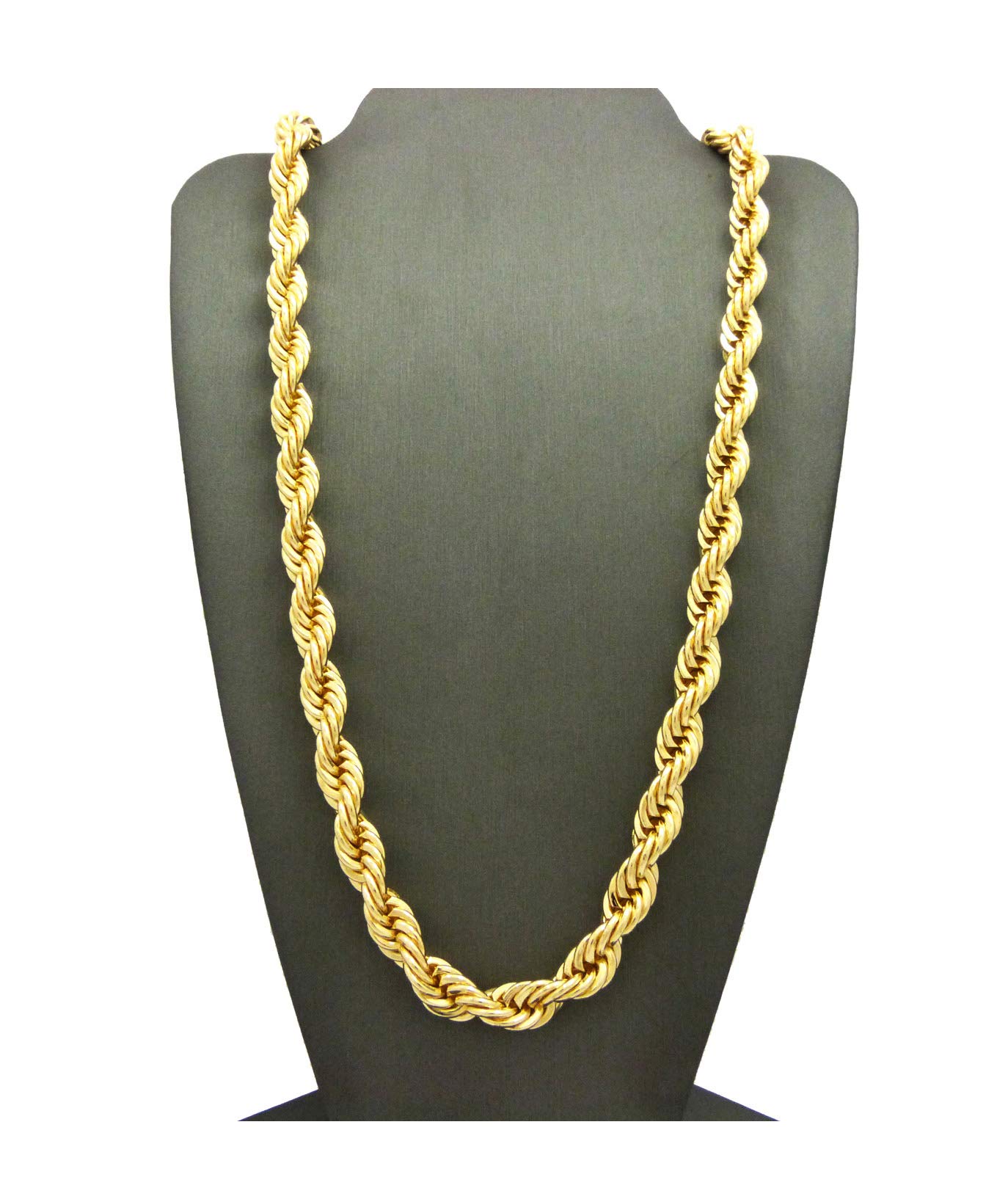 Fashion 21 Hip Hop 80' Unisex Rapper's 8, 10, 12mm Hollow Rope Chain Necklace in Gold, Silver Tone