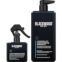 Blackwood For Men Hair & Beard Hydrator Spray (4oz) + Hydroblast Moisturizing Shampoo (17oz) Bundle - Vegan & Natural Leave-In Conditioner