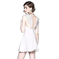 LAI MENG FIVE CATS Womens Sleeveless Padded Cup Wing V Neck Back Cocktail Party Mini Dress Clubwear