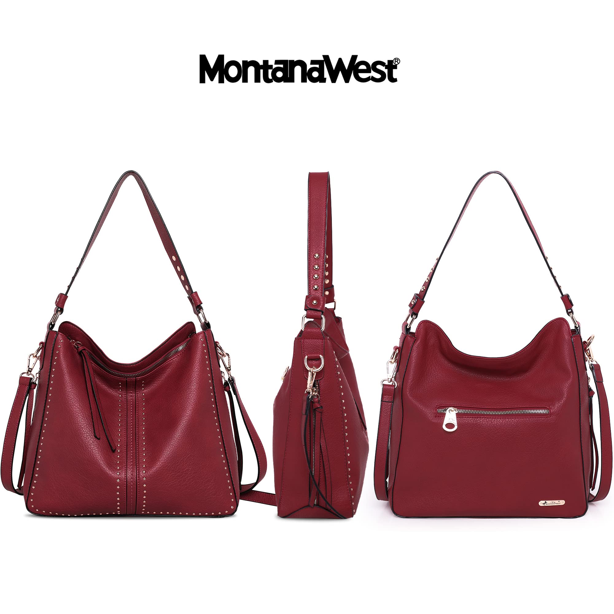 Montana West Hobo Handbag for Women Large Purses and Handbags with Studs and Crossbody Strap