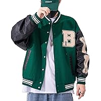 Mens Varsity College Jacket Baseball Bomber Jacket Vintage Sweatshirt Casual Unisex Streetwear Coats with Patch