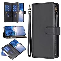 Cell Phone Flip Case Cover 2 In 1 Wallet Case Compatible With VIVO Y11/Y15/Y12/Y17,Premium Leather Magnetic Zipper Pouch Wristlet Flip Phone Cover with [Card Slots][Wrist Strap][Money Pocket] ( Color