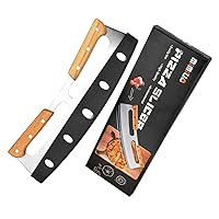 Stianless Steel Pizza Cutter Rocker Blade with Wooden Handles - 14 Inch Sharp Pizza Slicer with Protective Cover for All Types of Crusts Bread Vegs