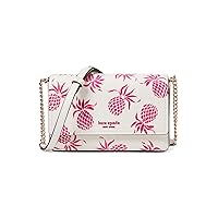 Kate Spade New York Morgan Pineapple Embossed Saffiano Leather Flap Chain Wallet, Cream Multi
