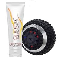 shrink Toning Lotion & Vibrating Massage Ball Bundle — Heat-Activated Cellulite Cream & Muscle Relief Tool with 4-Speed Myofascial Release— Firming Body Cream for Men & Women (8oz)