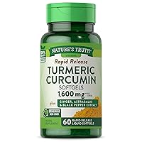 Nature's Truth Turmeric Curcumin Complex | 1600mg | 60 Softgel Capsules | with Ginger, Astragalus, & Black Pepper Extract | Non-GMO & Gluten Free Supplement