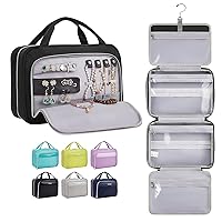 OlarHike Toiletry Bag,Large Size Waterproof Hanging Bags, Makeup Jewelry 3 in 1 Essentials Travel Packing Organizers, Fulled-Sized Family Pack, Shampoo, Conditioner, Brushes Set (Black)