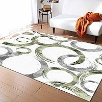 Rectangular Area Rug for Living Room, Bedroom, Sage Green Gray Geometric Non-Slip Residential Carpet, Kitchen Rugs, Modern Oil Painted Abstract Art Floor Mat with Rubber Backing 5' x 8'