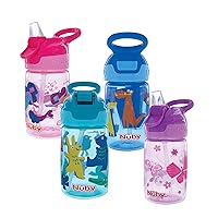 Nuby Kid’s Flip-it Reflex Push Button On-The-Go Printed Water Bottle with Soft Spout - 12oz / 360ml, 18+ Months, 1pk Print May Vary