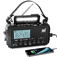 Emergency Radio Raynic 5000 Weather Radio Solar Hand Crank AM/FM/SW/NOAA Weather Alert Radio with Cellphone Charger, Headphone Jack, Flashlight and SOS Siren (Black)