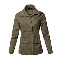 Women's Casual High Neck Military Roll-Up Sleeves Jacket