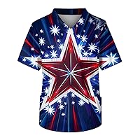 Men's American Flag Star Scrubs 4th of July Short Sleeve Shirt Independence Day Medical Scrubs 1776 Print Scrub Tops