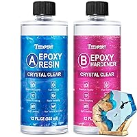 Teexpert Crystal Clear Epoxy Resin Kit 24OZ Self-Leveling Coating and Casting Resin, High-Gloss & Bubbles Free Resin and Hardener Kit for DIY Art, Jewelry, Table Top, Molds, Wood 1:1 Ratio