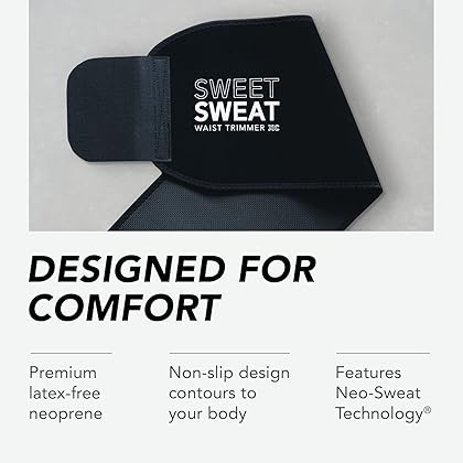 Sweet Sweat Waist Trimmer for Women and Men - Sweat Band Waist Trainer for High-Intensity Training & Workouts, 5 Sizes