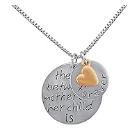 Hanessa Women's Jewellery Mother with Child Necklace Family Love Mum Golden Heart Love Gift for Christmas for Wife/Mum/Girlfriend, Zinc, No Gemstone