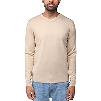 X RAY Men's Classic V-Neck Sweater for Fall Winter, Basic Slim Fit Long Sleeve V Neck Knit Pullover, Oatmeal, 5X-Large