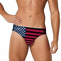 Vintage American Flag Funny Swim Briefs for Men Bikini Swimsuit Low Rise Short Surfing Briefs Swimwear