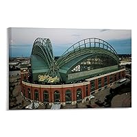 Milwaukee Miller Park Stadium Art Poster Sports Art Poster Room Aesthetic Poster (6) Canvas Poster Wall Art Decor Print Picture Paintings for Living Room Bedroom Decoration Frame-style 18x12inch(45x30