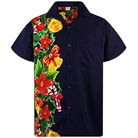 KING KAMEHA Men's Ugly-Christmas-Shirts Funky Short-Sleeve Button-Up Ginger-Bread Print Casual