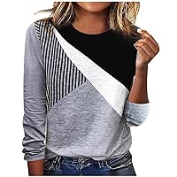Womens Tops Dressy Casual Tunic 2023 Fall Fashion Long Sleeve Trendy Geometric Shirts Plus Size Crewneck Sweatshirts