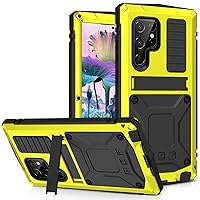 Case for Samsung Galaxy S23/S23 Plus/S23 Ultra, Dust-Proof Waterproof Metal Phone Case with Kickstand and Supports Wireless Charging Military Grade Case,Yellow,S23plus