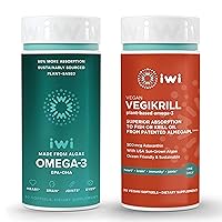 Iwi Life Omega-3 & Vegikrill Omega-3 Bundle, 30 Servings, Vegan Plant-Based Algae Omega 3, Krill & Fish Oil Alternative, No Fishy Aftertaste