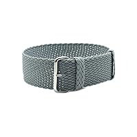 22mm Grey Perlon Braided Woven Watch Strap with Silver Buckle