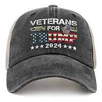 Veterans for Trump 2024 Hats for Men Trucket Funny Trucker Unisex Black Hiking Cap Gift Hat Slogan Hat Womens Beach