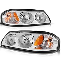 AUTOSAVER88 Headlight Assembly Compatible with 2000-2005 Chevy Impala OE Style Replacement Headlamps Chrome Housing Amber Reflector Clear Lens