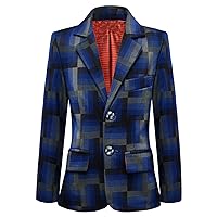 Blazer for Boys Coat One-Button Jacket Blue Suit for Kids Slim Fit Suits with Lapel Formal Blazer