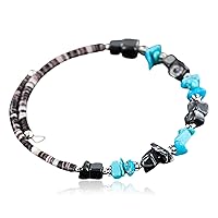 $80Tag Certified Navajo Turquoise Hematite Native American WRAP Bracelet 12717 Made by Loma Siiva