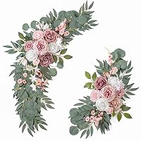 ponatia Wedding Arch Flowers (Pack of 2), Artificial Dusty Rose Wedding Flowers for Wedding Welcome Signs Decorations and Arch Flowers for Wedding Ceremony Reception (Dusty Rose & Blush)