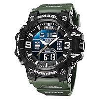 SMAEL 8049 Sports Watch Waterproof Men Digital Watch Mens Digital Watches（Army Green）