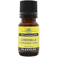 Plantlife Citronella Aromatherapy Essential Oil - Straight from The Plant 100% Pure Therapeutic Grade - No Additives or Fillers - 10 ml