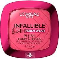 L'Oreal Paris Infallible Up to 24H Fresh Wear Soft Matte Blush, Blendable, Long-Lasting and Waterproof Cheek Make Up, Confident Pink 10, 0.31 Oz