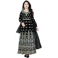 Jessica-Stuff Women Embroidered Cotton Silk Semi Stitched Anarkali. Wedding Dress (1177)