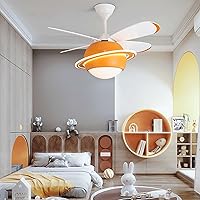 LZH FILTER 38.5 Inch LED Ceiling Fan Light, 4 Leaf Children's Room Ceiling Lights, 3-Colour Dimmable, 6-Way Adjustable, for Boys and Girls Room